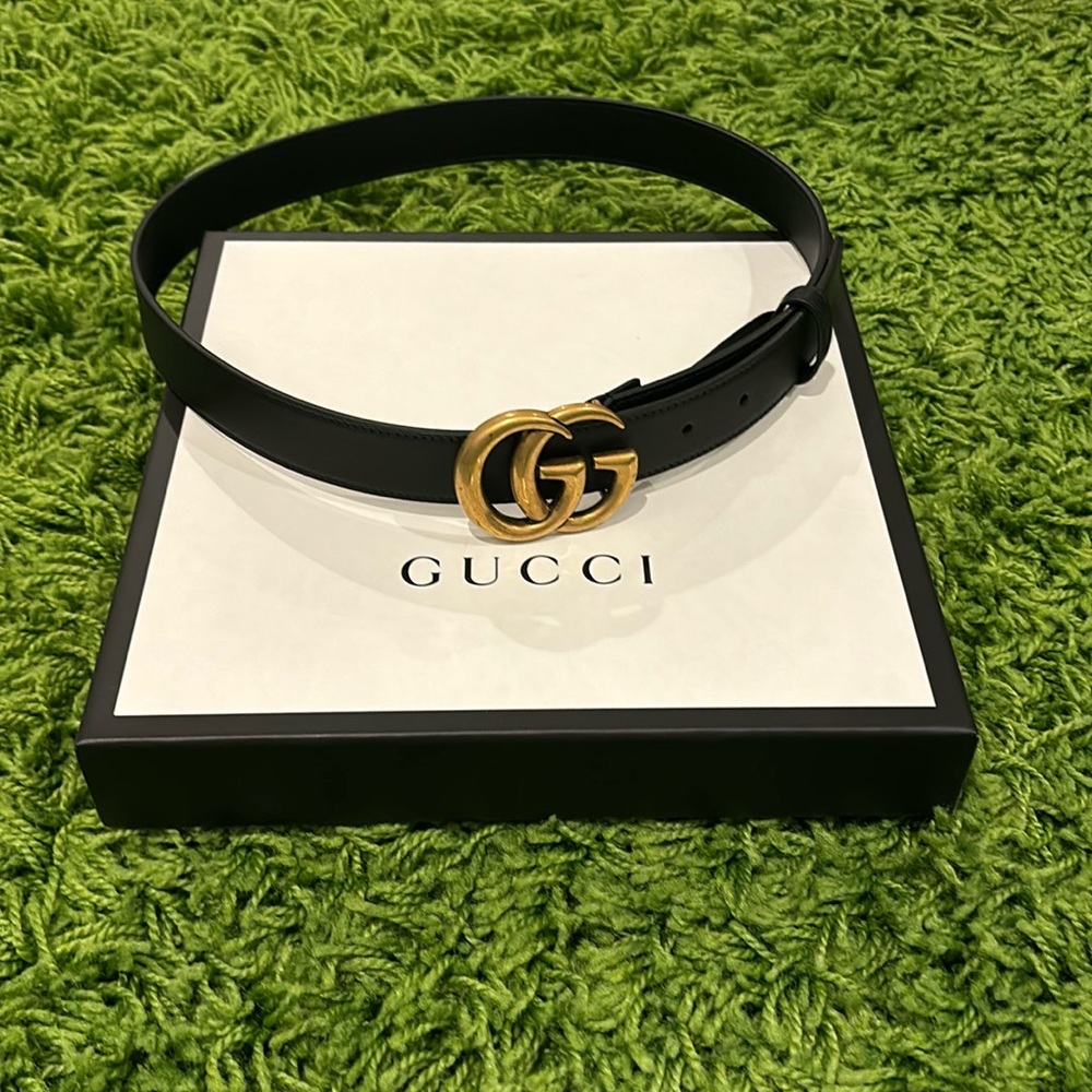 GUCCI Gold Wide Leather Belt